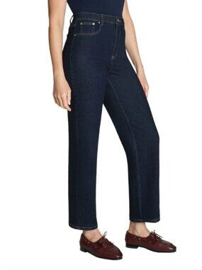 Spanx 90s Straight Leg Jeans In Marina Dark Blue Medium Tall